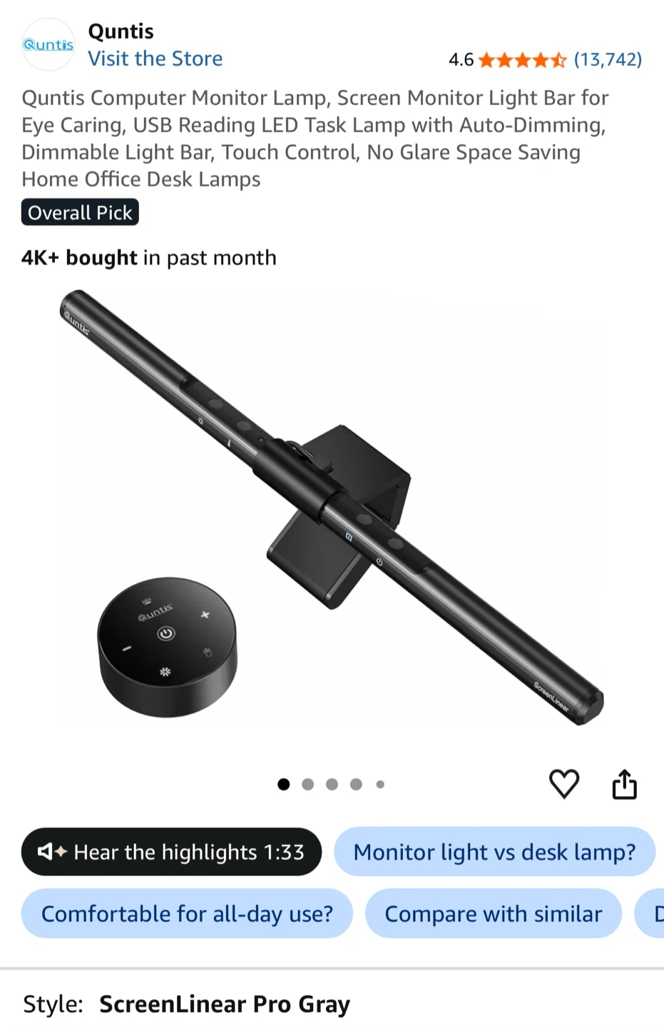 Quntis Screenlinear monitor light - photo 4