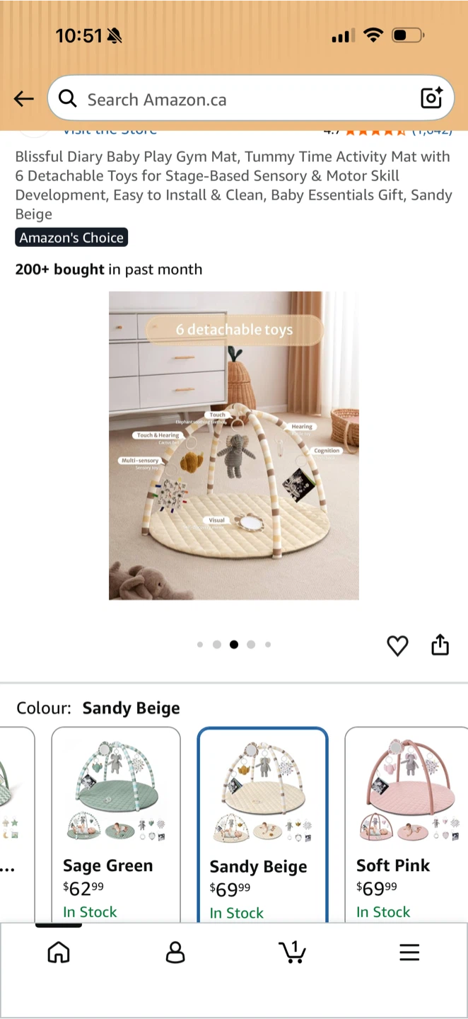 Blissful Diary Baby Play Gym Mat, Sandy Beige