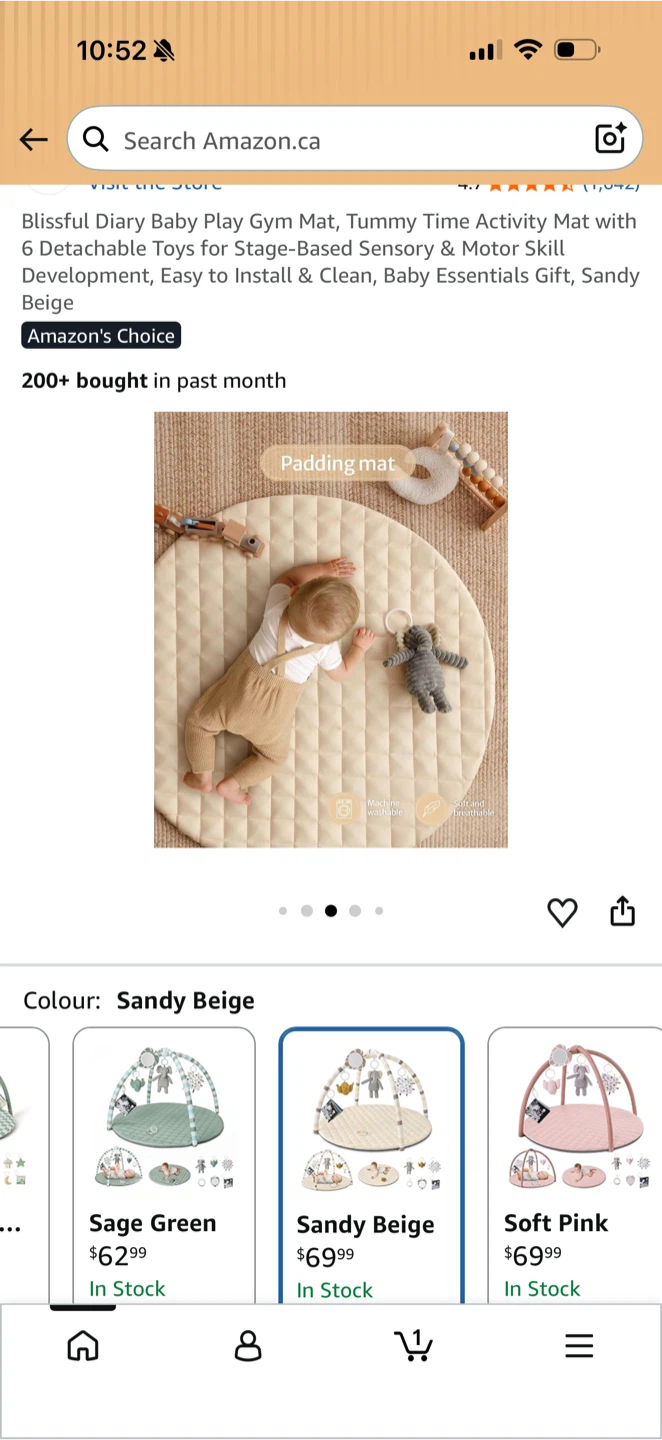 Blissful Diary Baby Play Gym Mat, Sandy Beige - photo 2