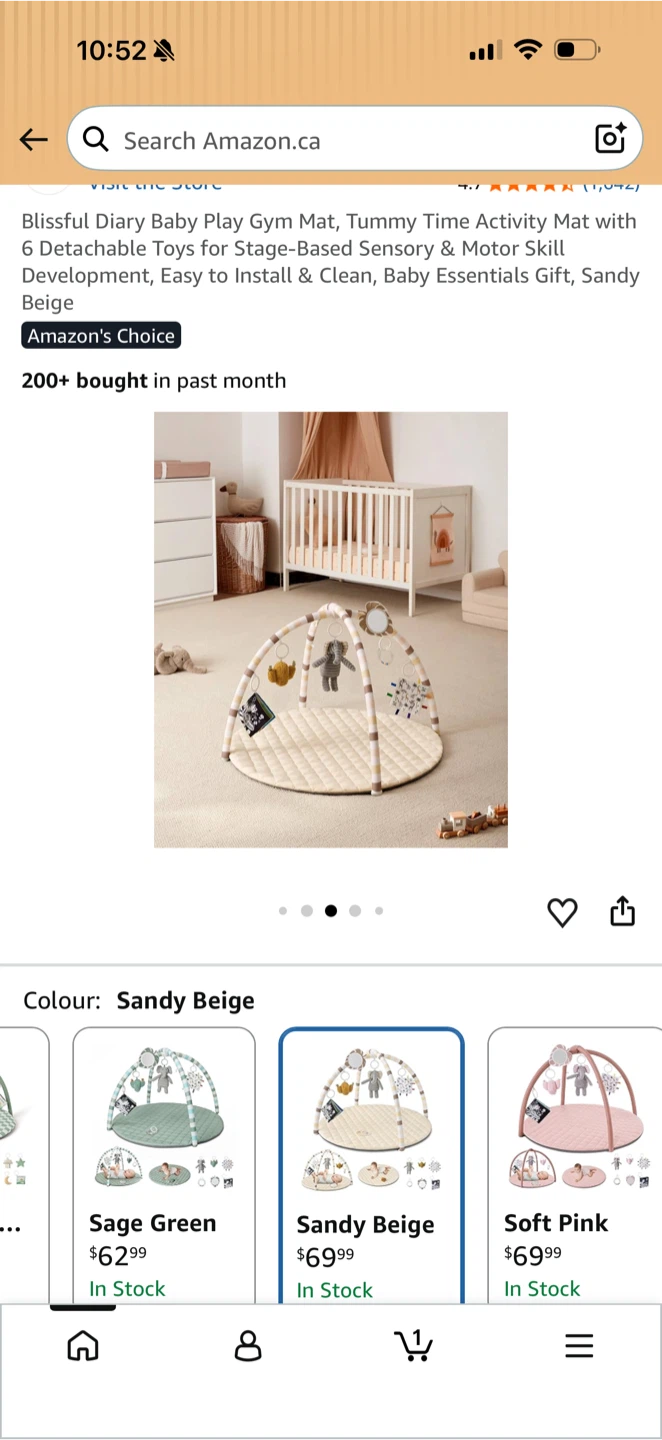 Blissful Diary Baby Play Gym Mat, Sandy Beige - photo 3