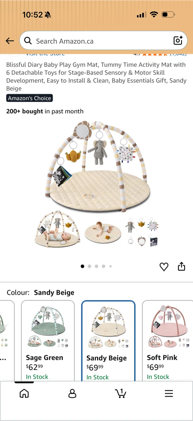 Blissful Diary Baby Play Gym Mat, Sandy Beige - photo 5