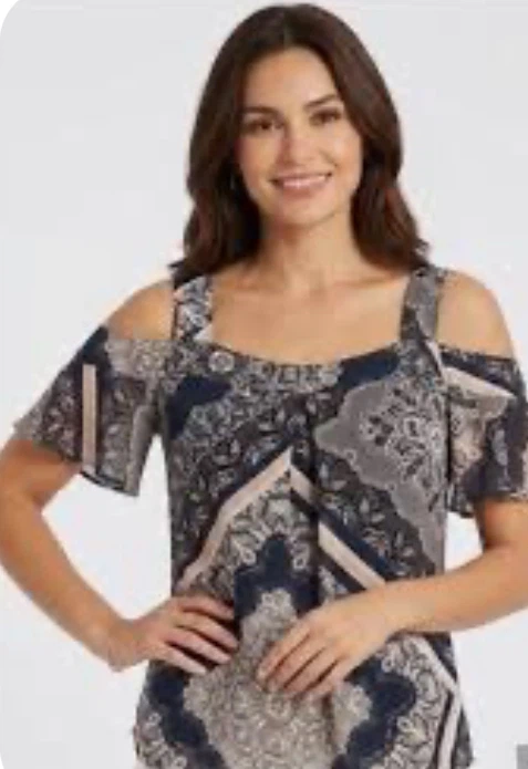 Le Château Cold Shoulder Paisley Blouse XXS