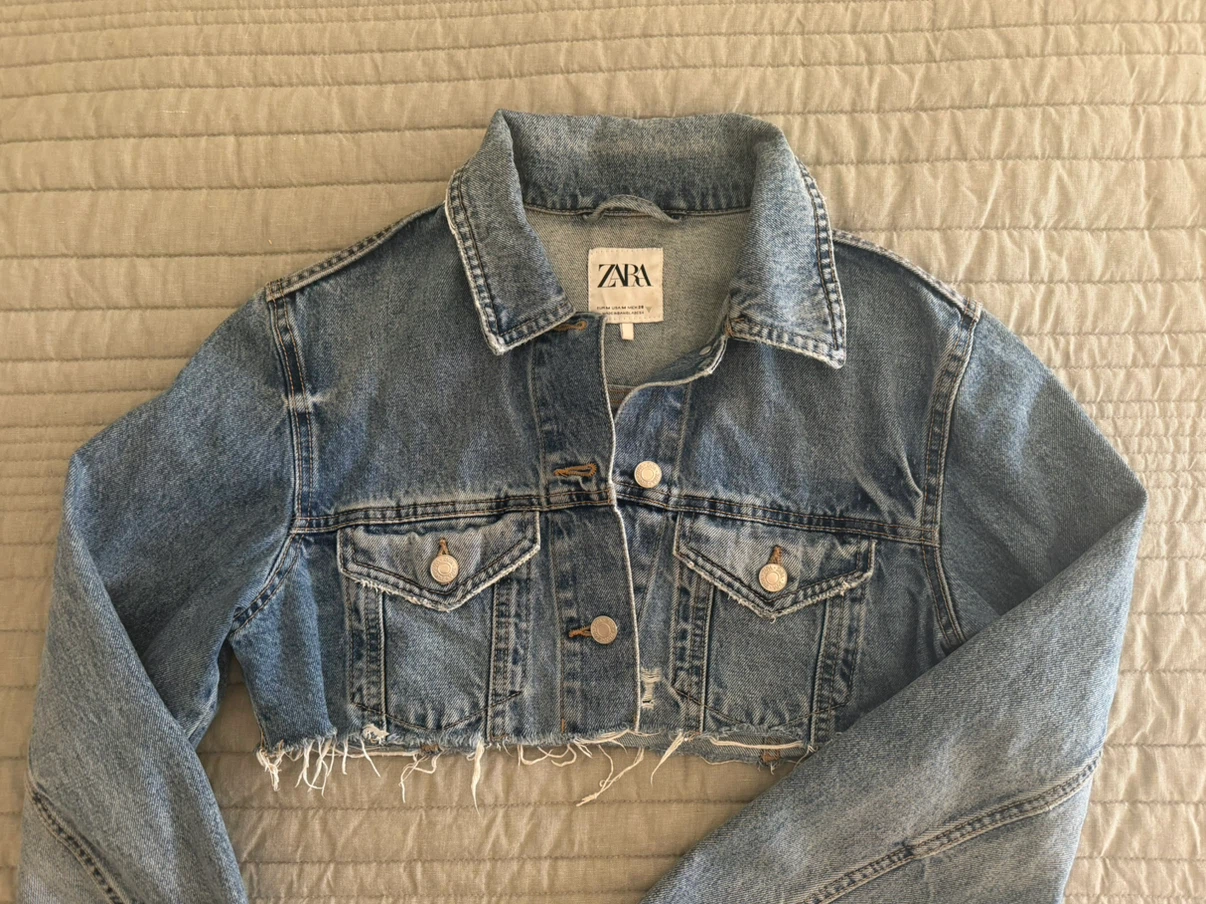 Zara Cropped Distressed Denim Jacket - photo 2