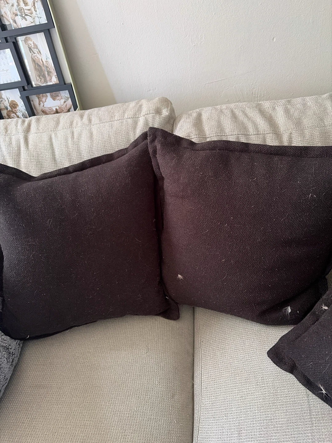 Set of 4 Square Black Throw Pillows - photo 2