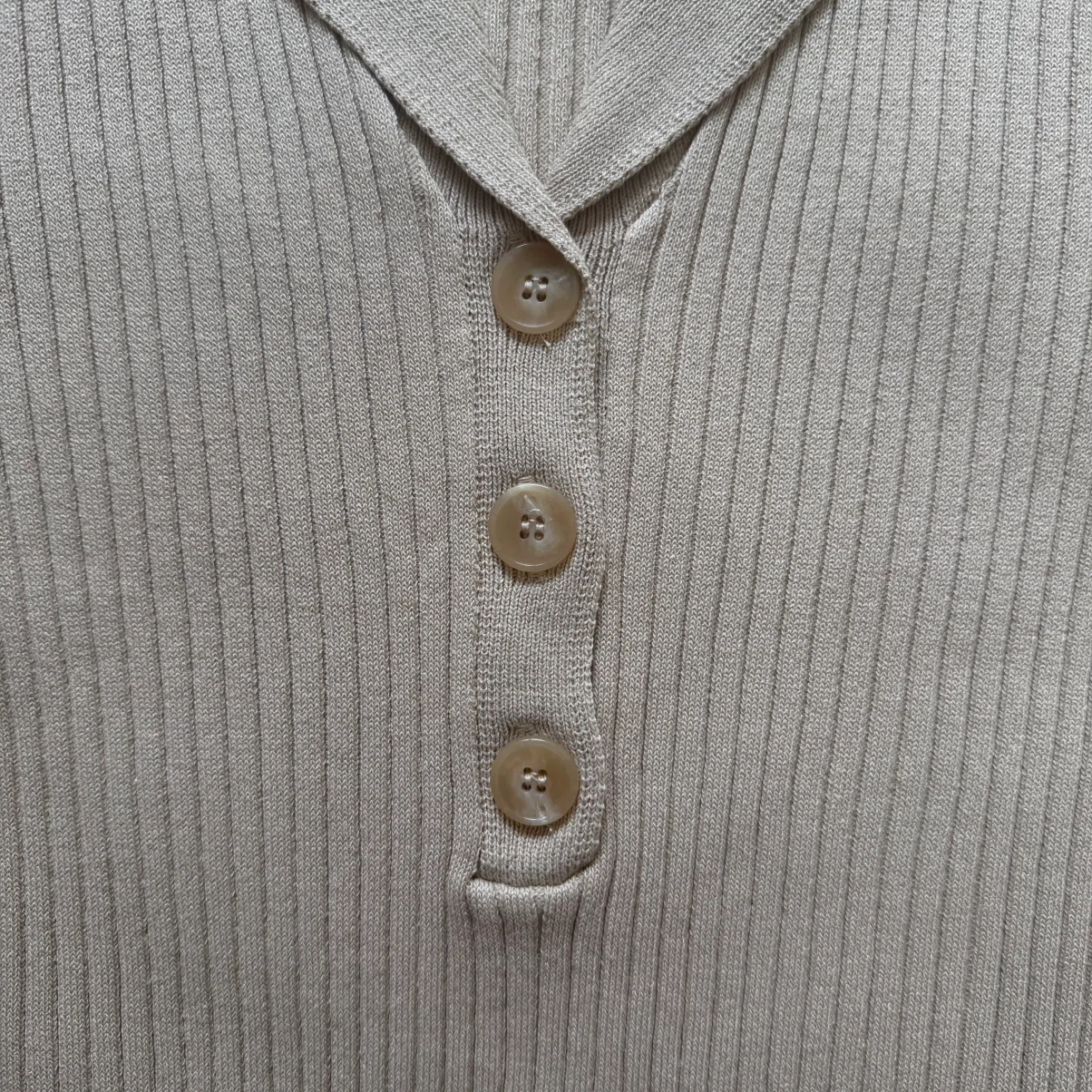 SIMORRA Ribbed Polo Short-Sleeve Top in Off-White - photo 4