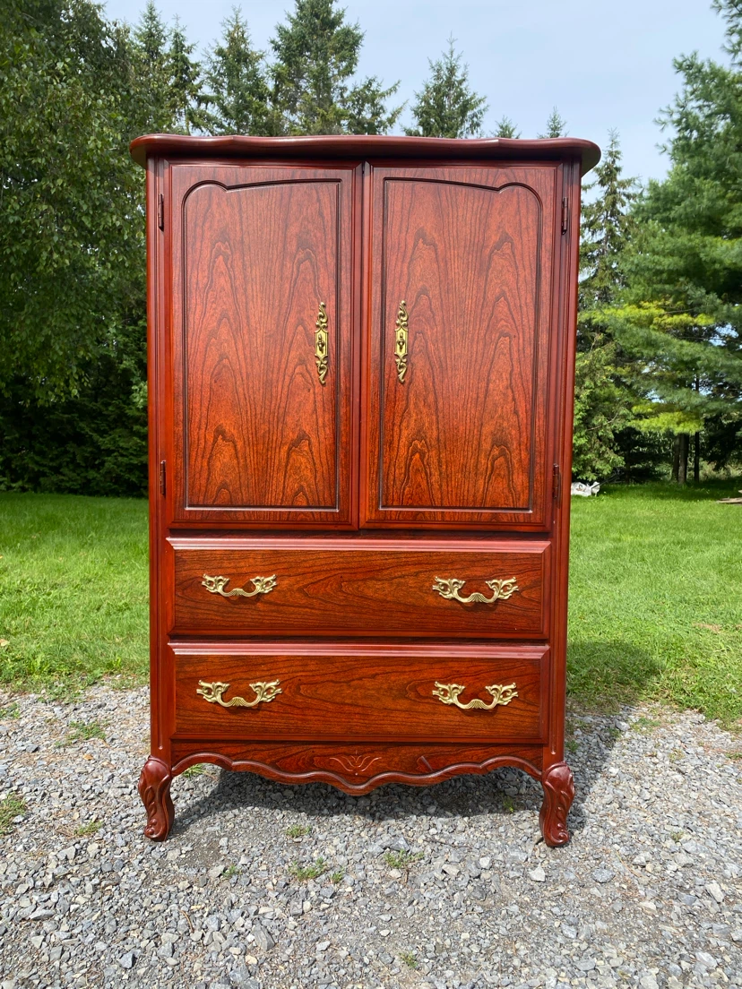 Vintage Wood French Armoire / Wardrobe (CAN DELIVER)