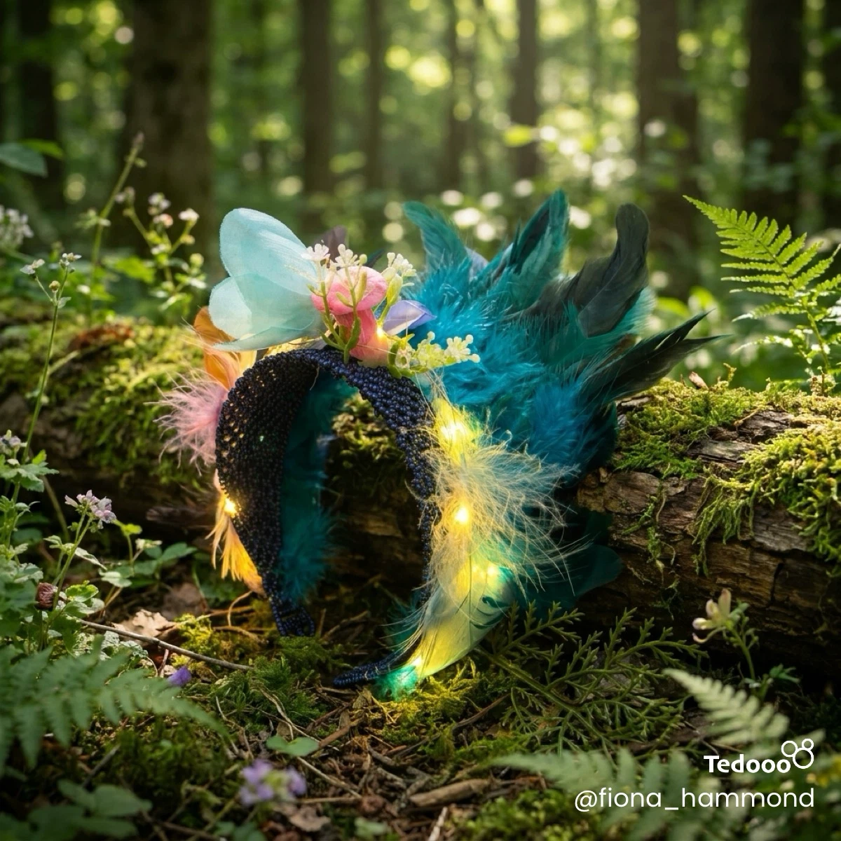 Light up feather and nature headband