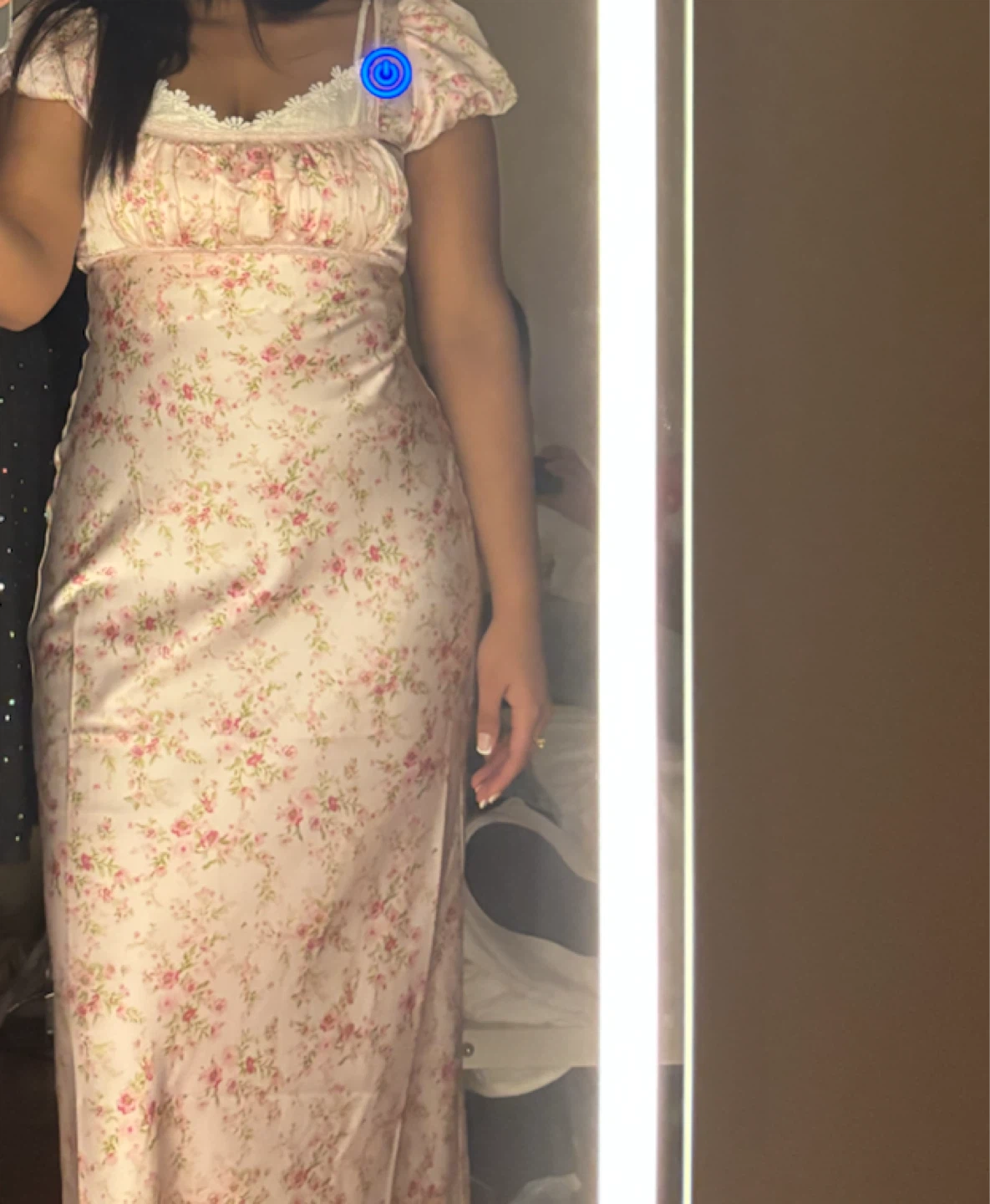 Floral Print Maxi Dress with Lace Trim - photo 2