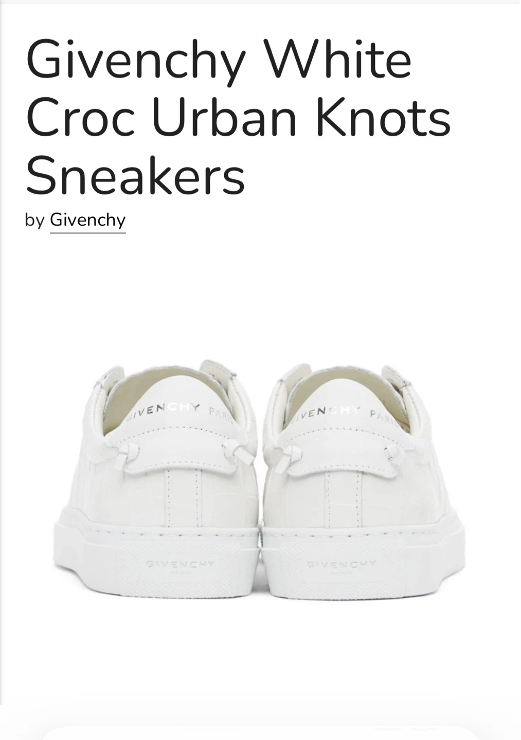 Givenchy White Leather “knot” SSneakers- 39.5 (as is)