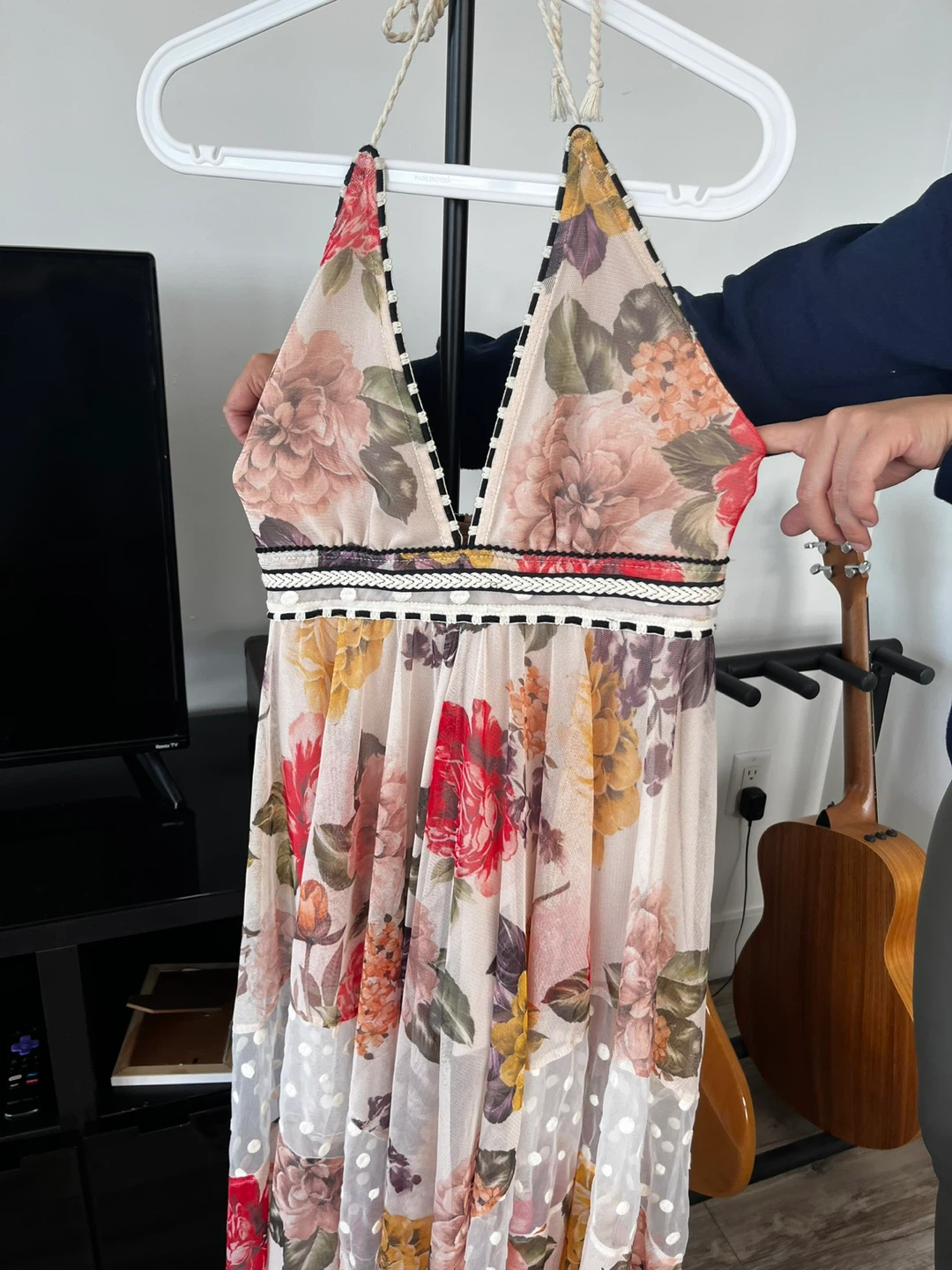 Floral Halter Maxi Dress with Built-in Shorts