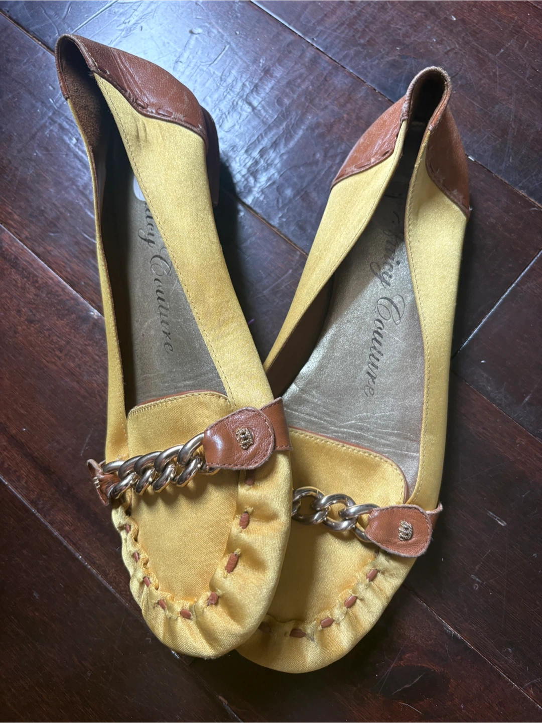 Juicy Couture Yellow Flats with Chain Detail