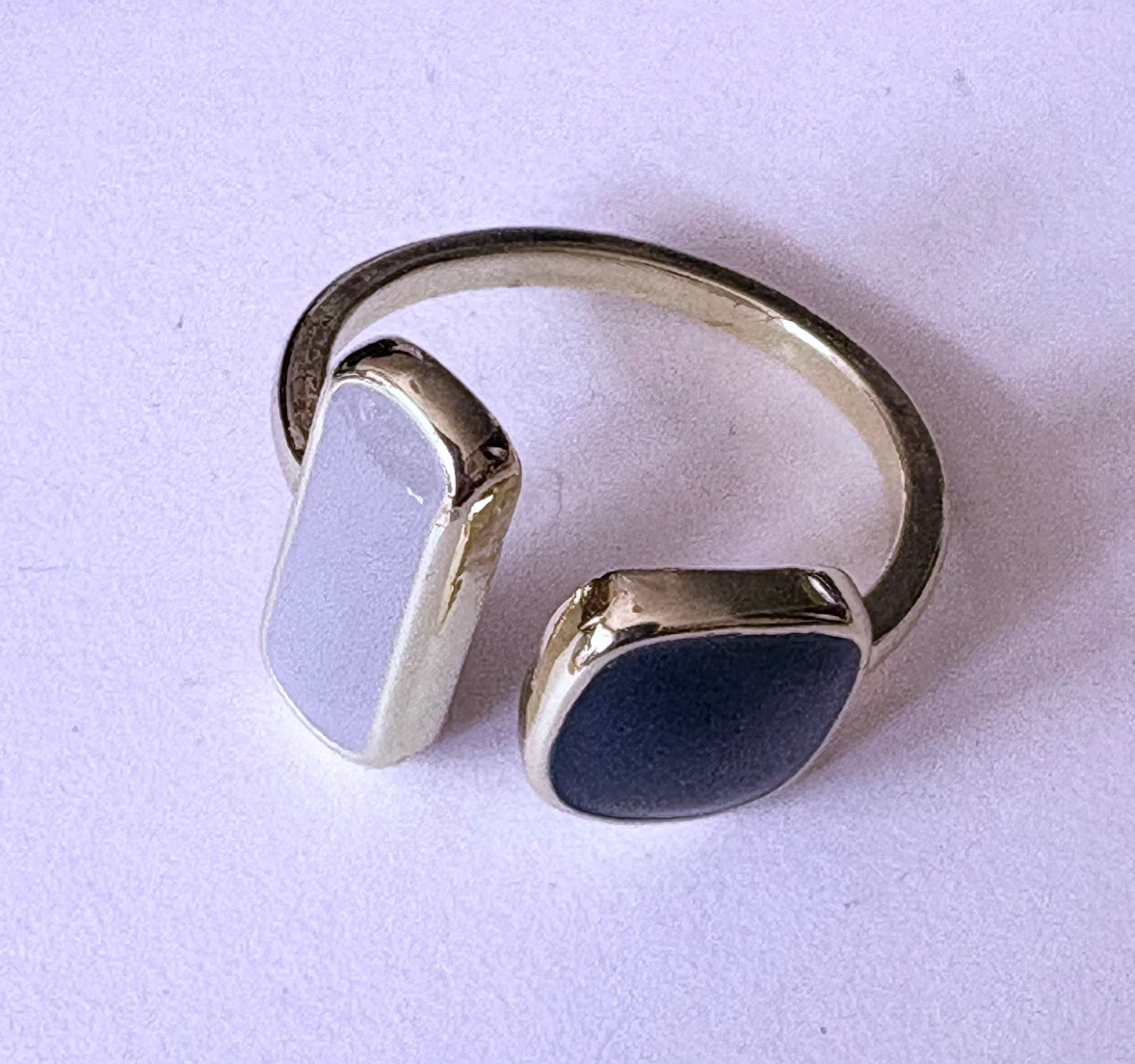 Modern open ring navy and lavender, new