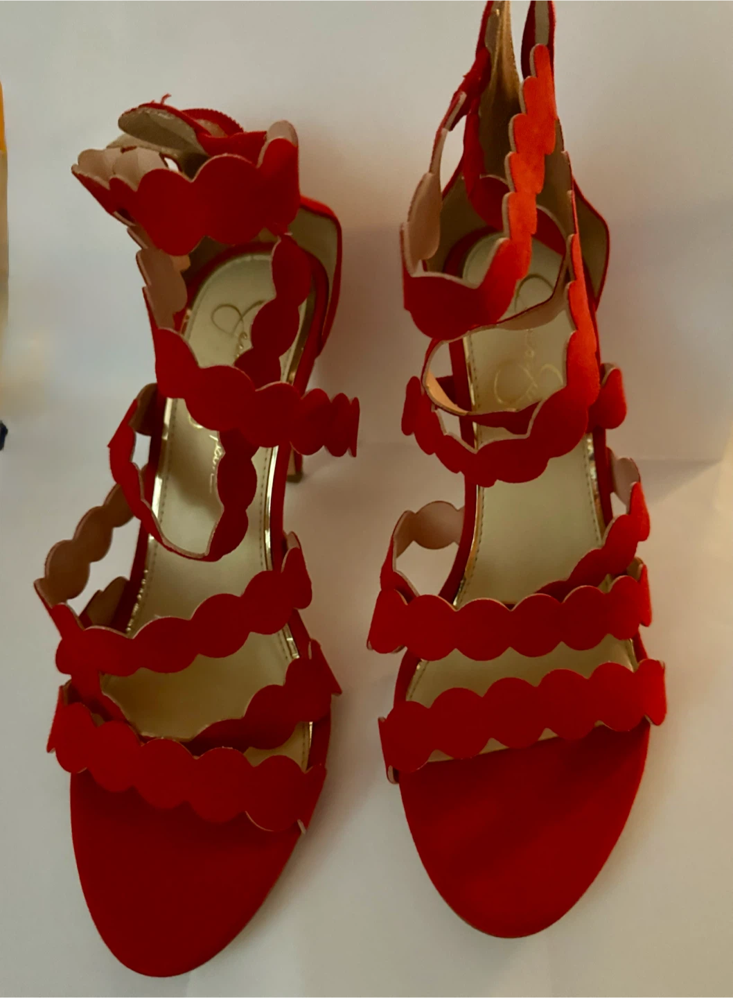 Jessica Simpson Red Scalloped High Heel Sandals
