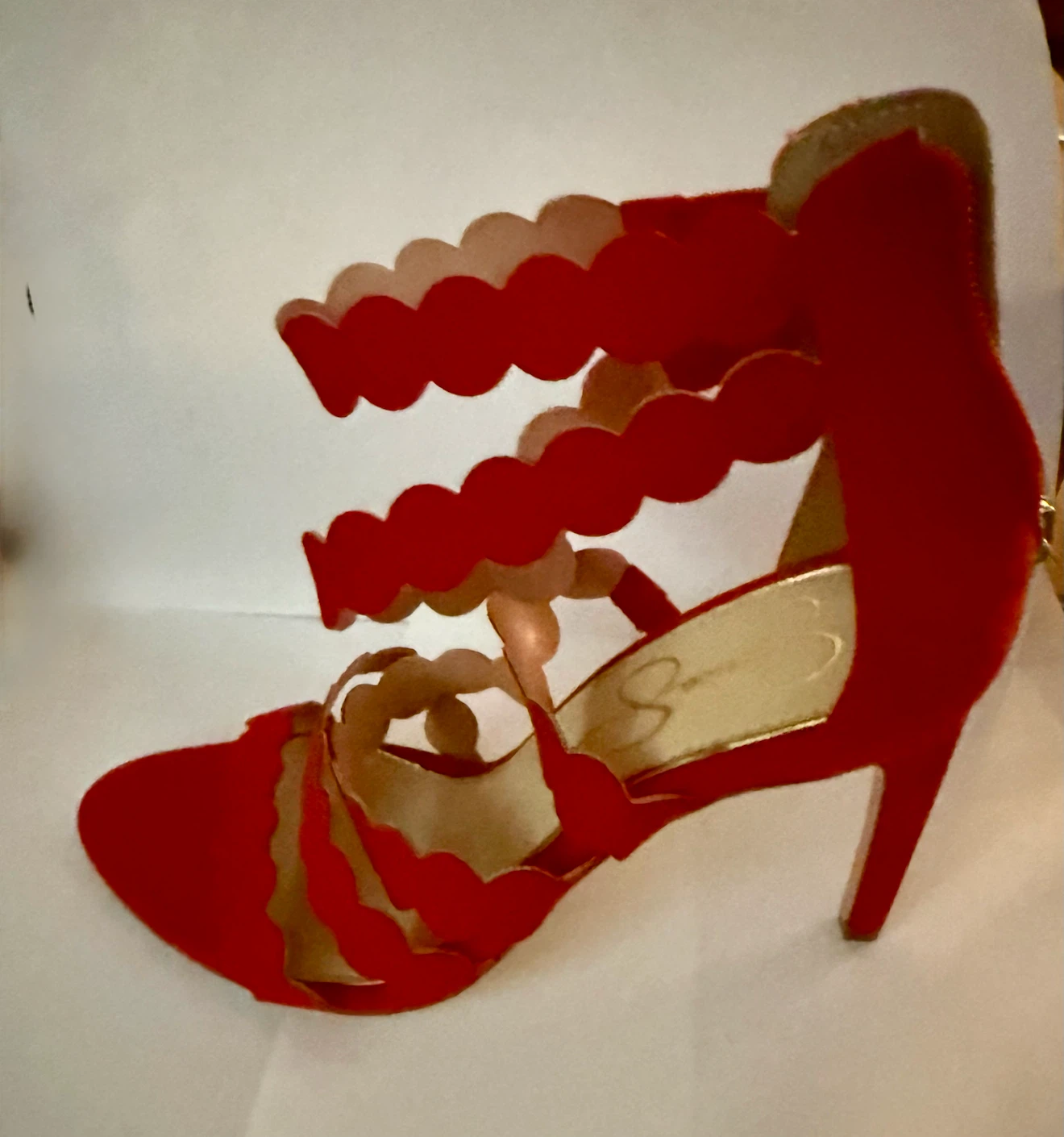 Jessica Simpson Red Scalloped High Heel Sandals - photo 2