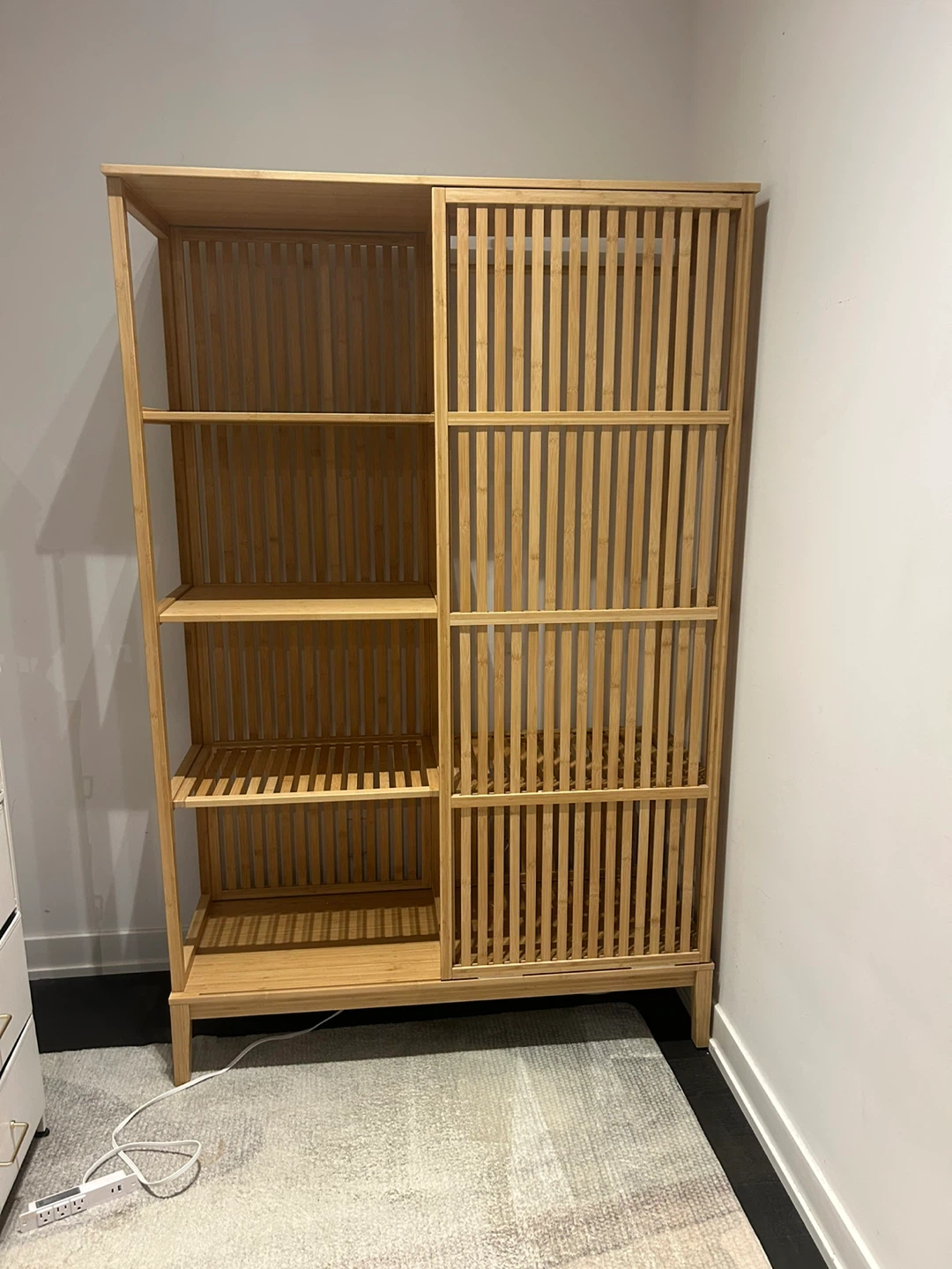 Bamboo Slatted Wardrobe with Sliding Door - photo 2