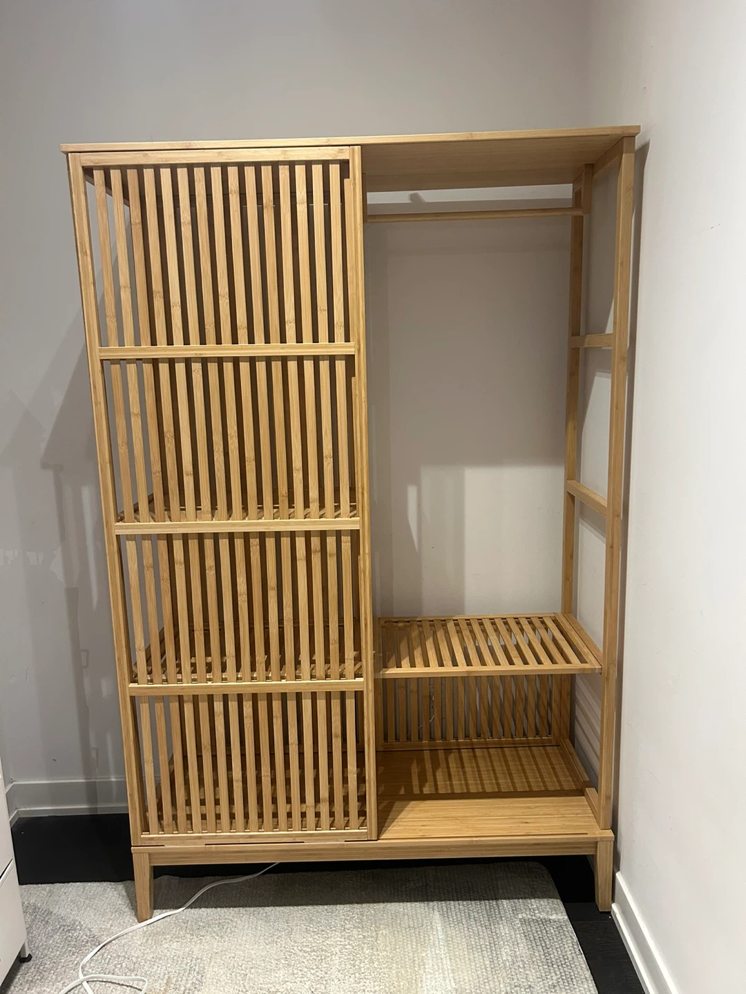 Bamboo Slatted Wardrobe with Sliding Door - photo 3