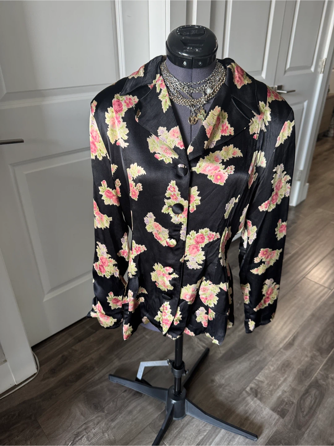 Betsey johnson Floral Satin Button-Front Jacket size small