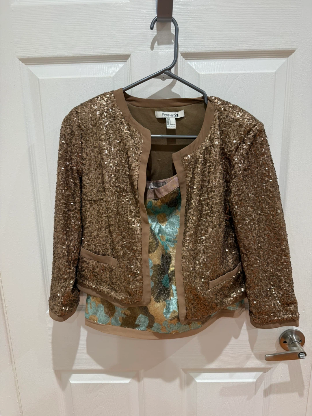 Forever 21 Sequin Blazer and Floral Skirt Set