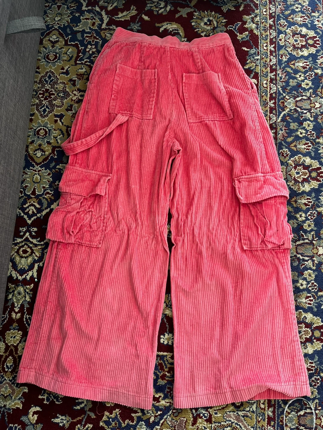 Pink Corduroy Wide Leg Cargo Pants - photo 2