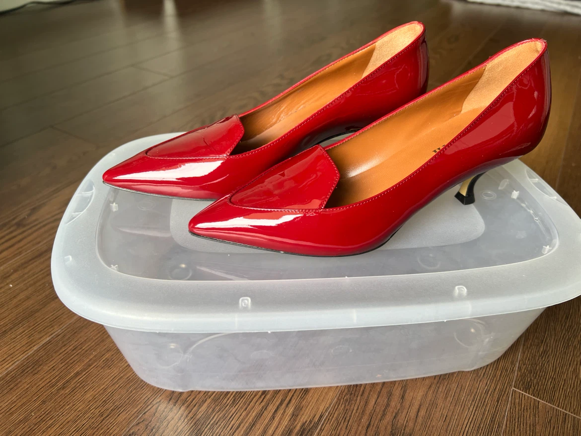 A. Testoni Red Patent Red Leather Heels