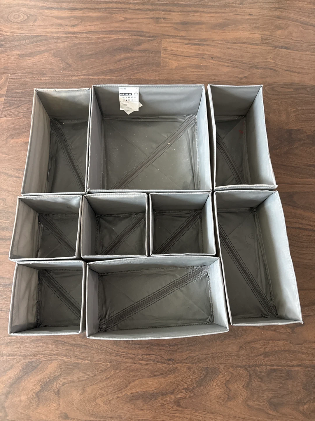 Set of 9 Grey Fabric Drawer Organizers