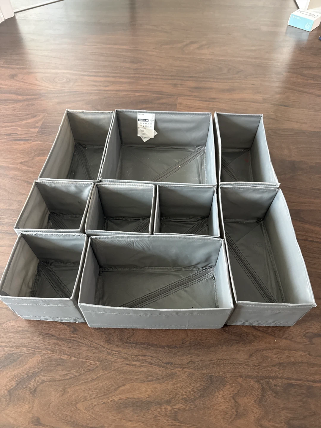 Set of 9 Grey Fabric Drawer Organizers - photo 2