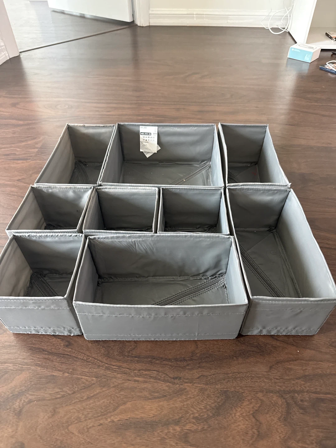 Set of 9 Grey Fabric Drawer Organizers - photo 3