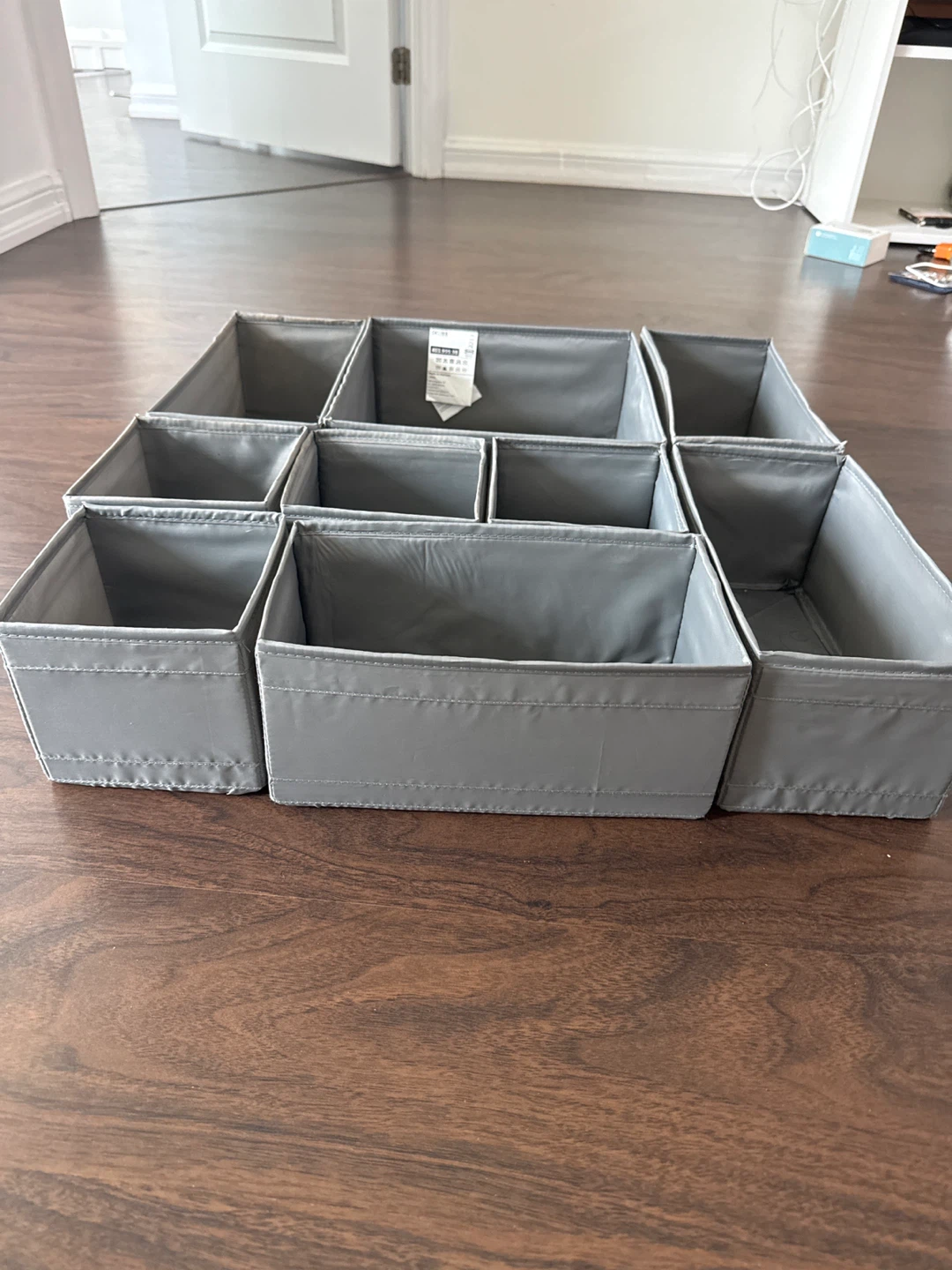 Set of 9 Grey Fabric Drawer Organizers - photo 4