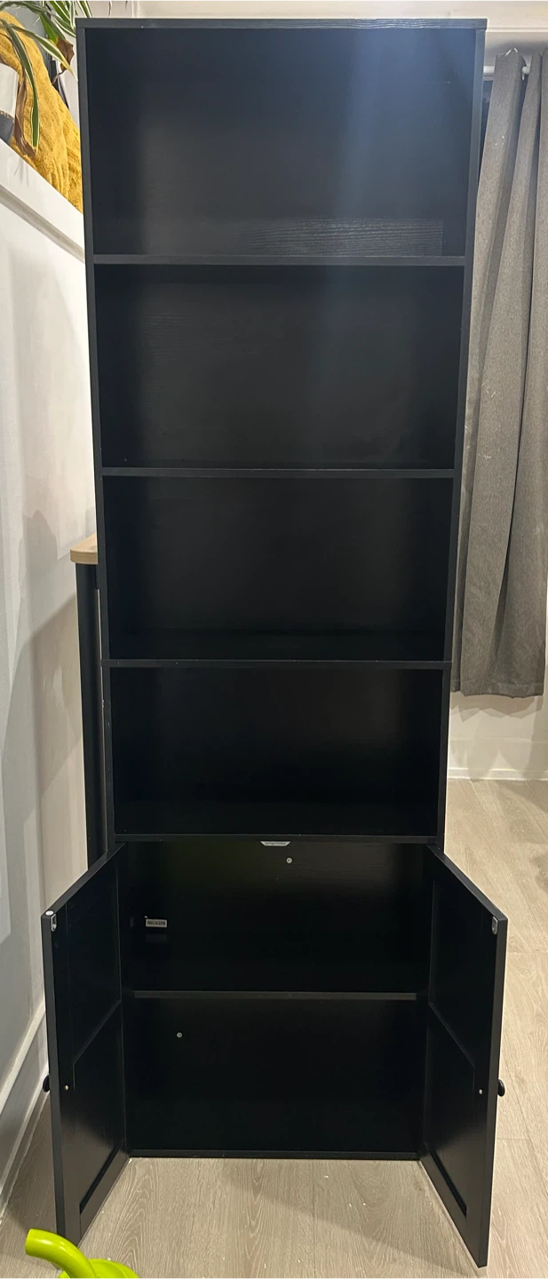 Tall Bookshelf with 5 Shelves & Bottom Cabinet - photo 2