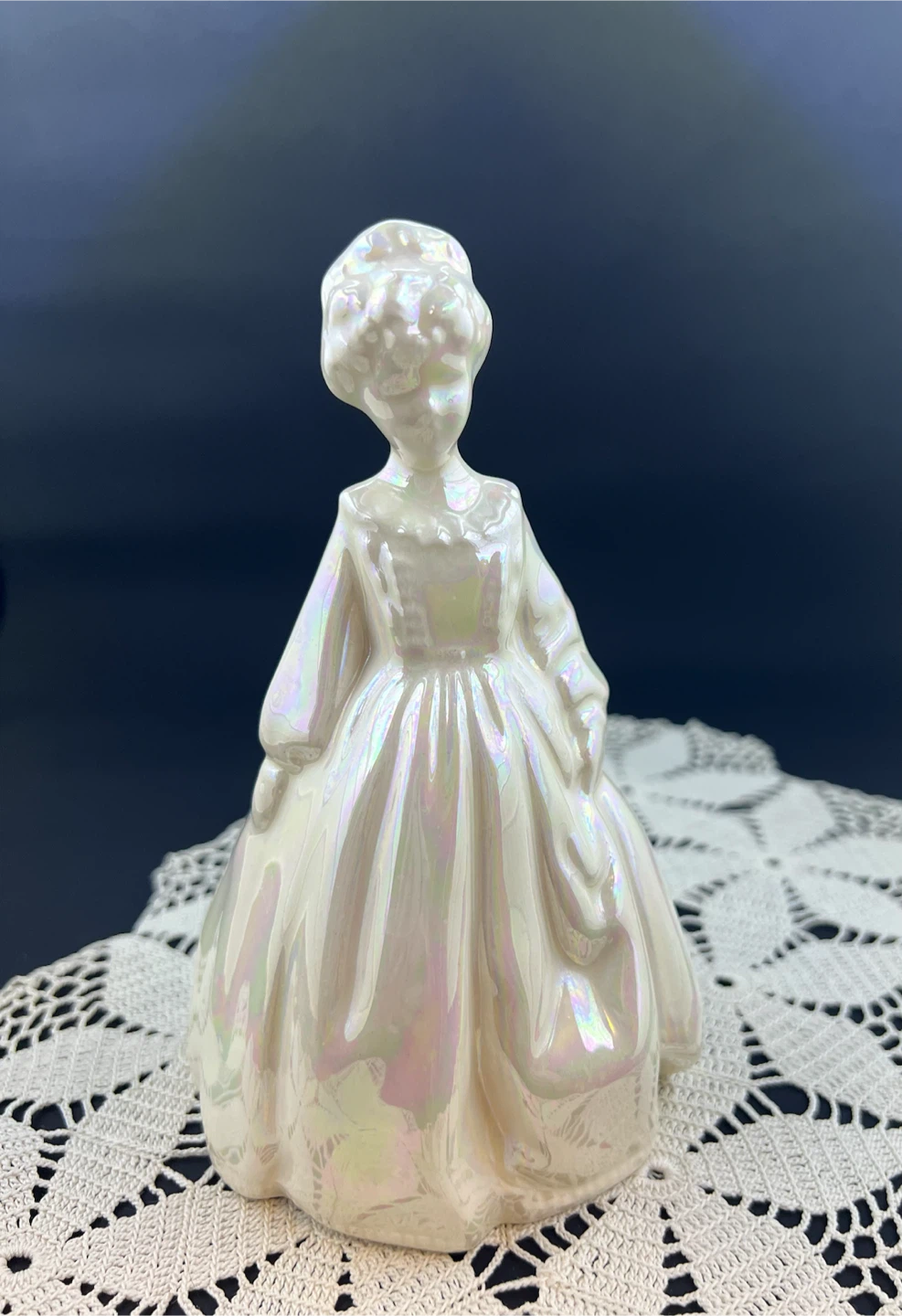 Vintage Pearlescent Ceramic Lady Figurine