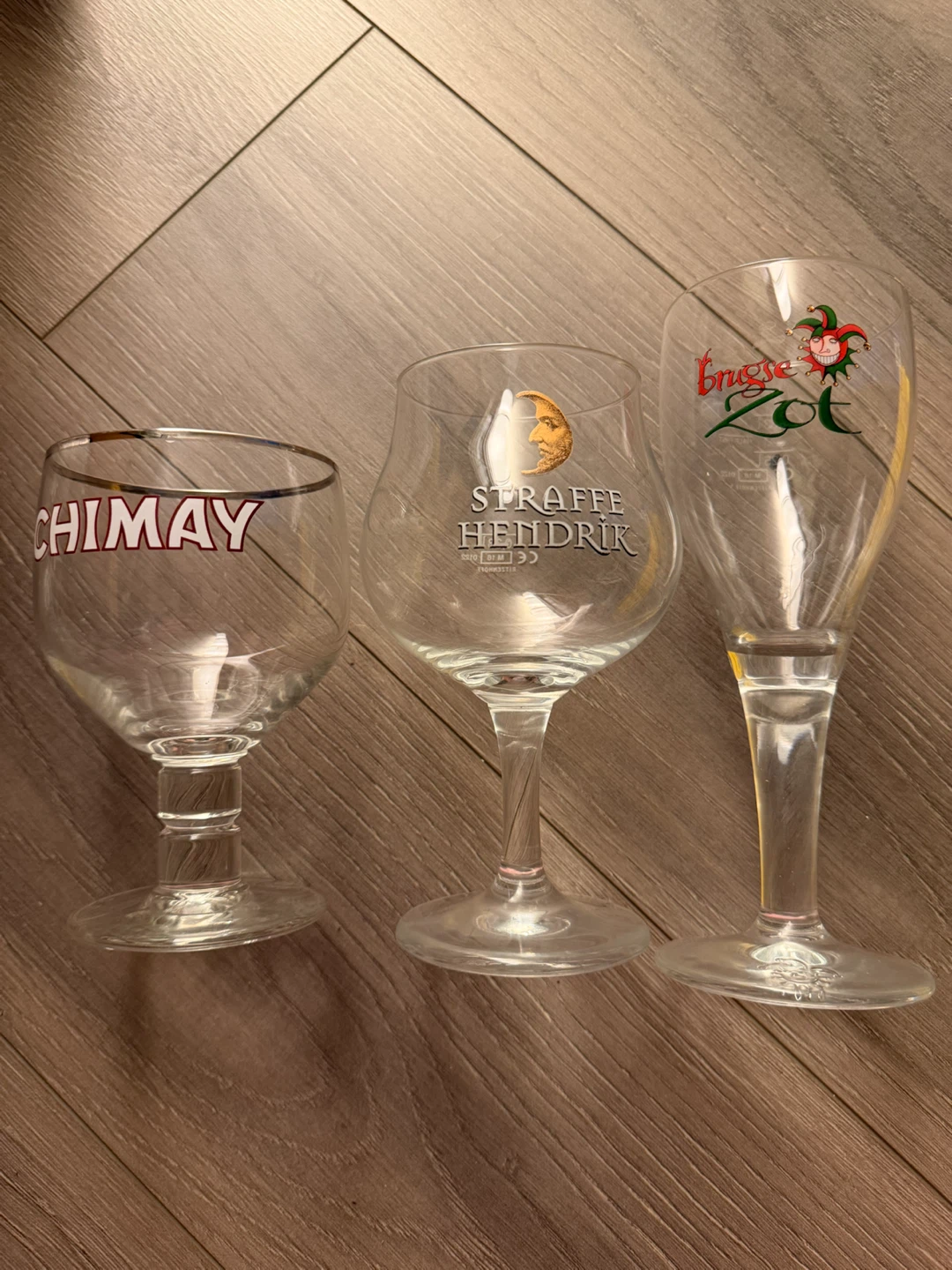 All set Chimay, Straffe Hendrik & Brugse Zot Beer Glasses
