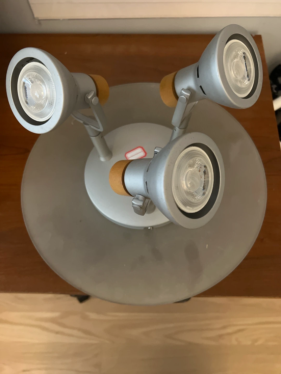 Silver 3-light track ceiling fixture with frosted glass