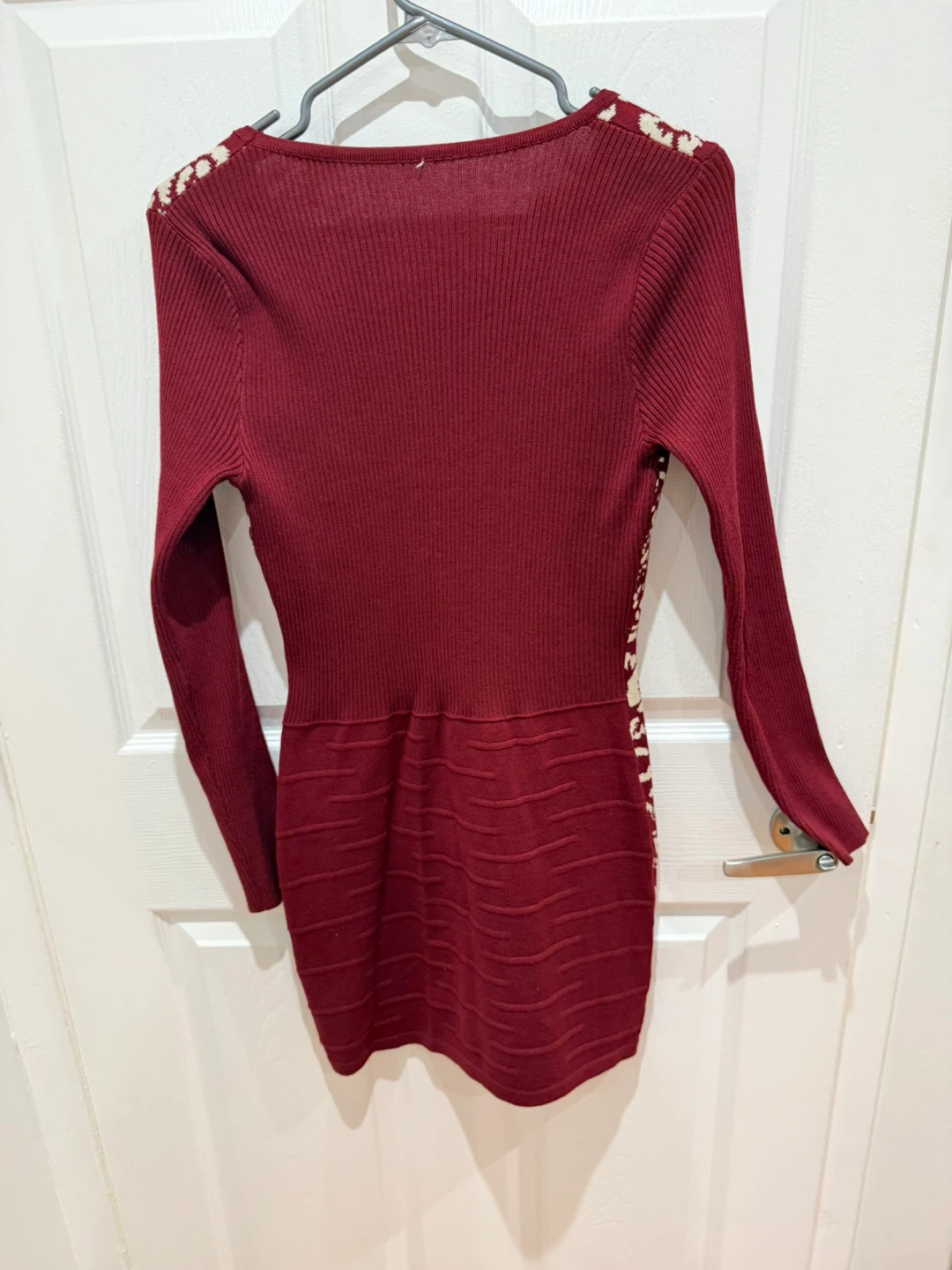 Burgundy Floral Knit Sweater Dress - photo 2