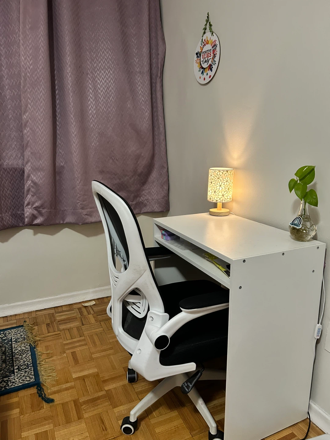 White IKEA TORALD Desk + SONGMICS Office Chair (Good Condition)