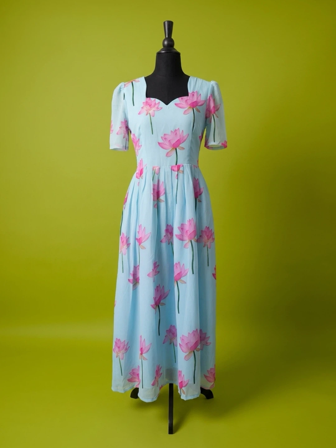 Light blue floral Pure Georgette maxi dress