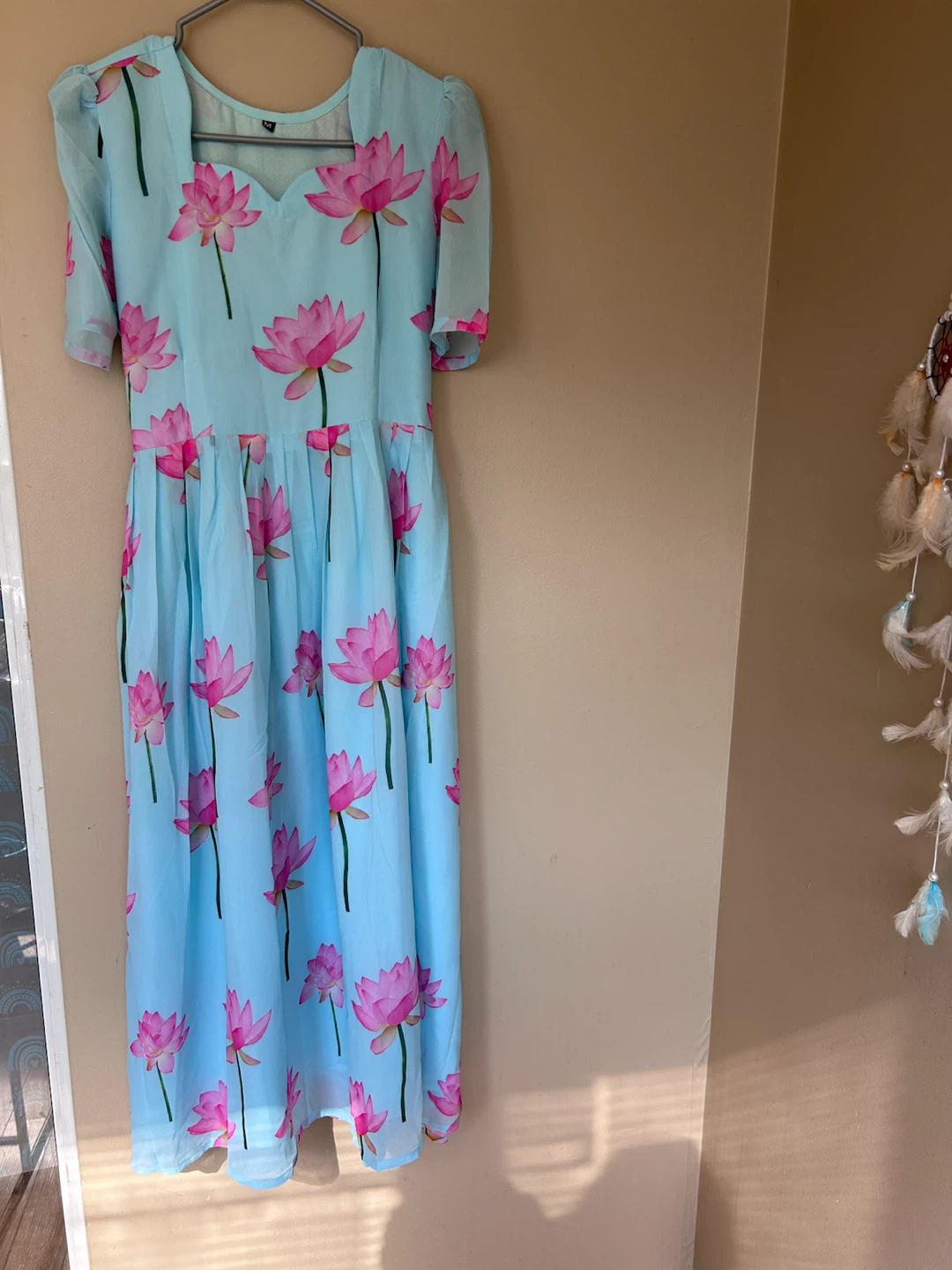 Light blue floral Pure Georgette maxi dress - photo 2