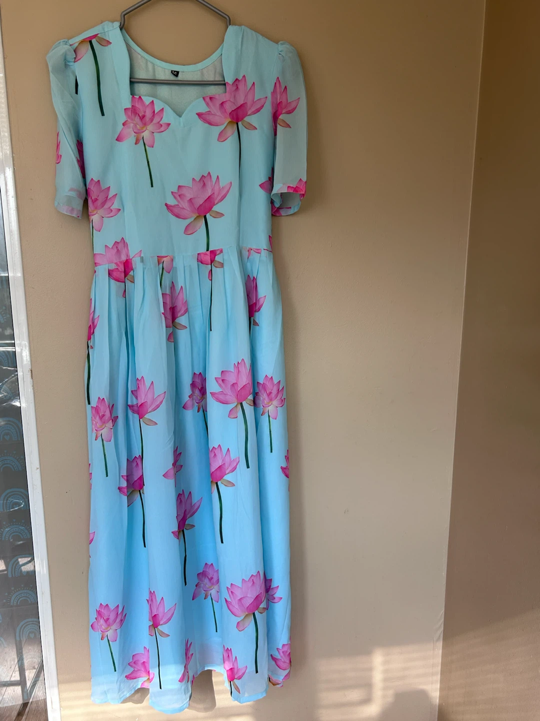 Light blue floral Pure Georgette maxi dress - photo 3