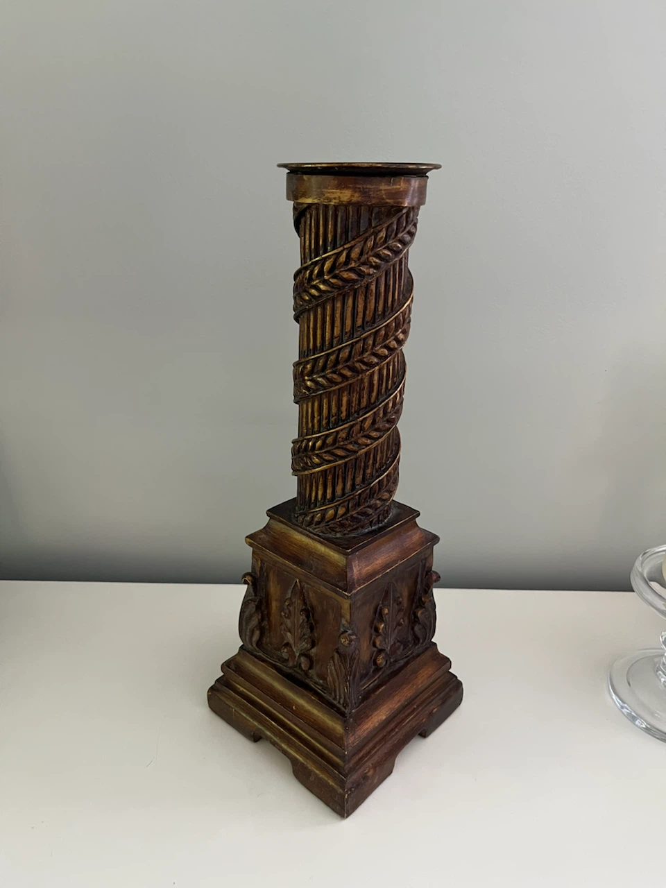 Ornate Decorative Pillar Candle Holder – 15.4” Tall - photo 2