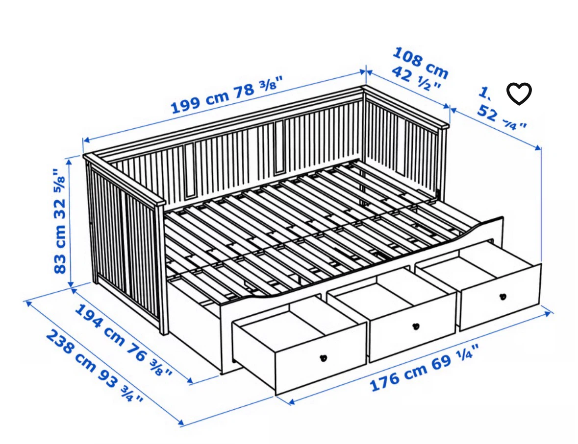 White daybed with 3 Drawers - photo 4