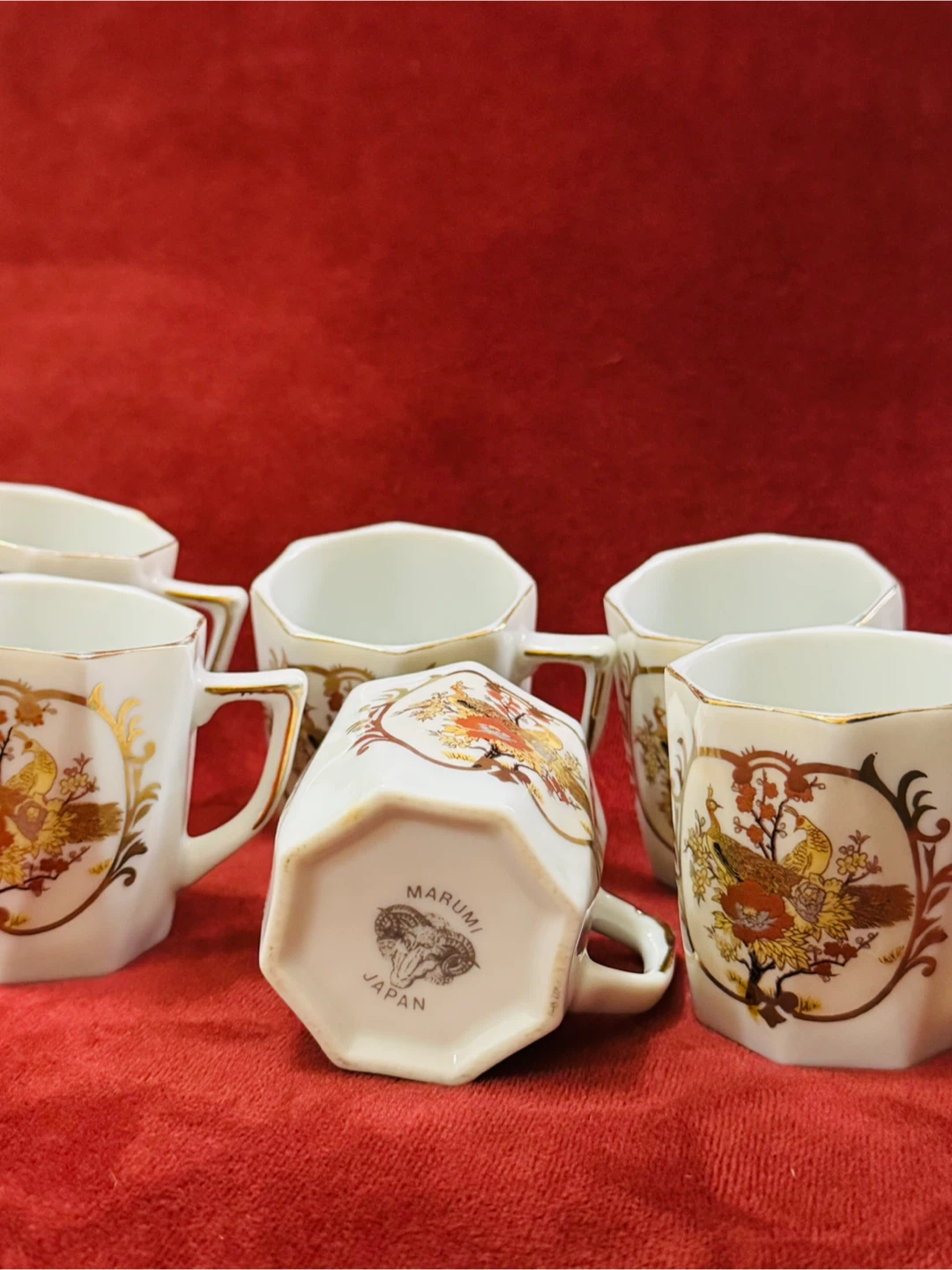 Set of 6 Marumi Japan  Coffee Cups with Peacock Design - photo 3
