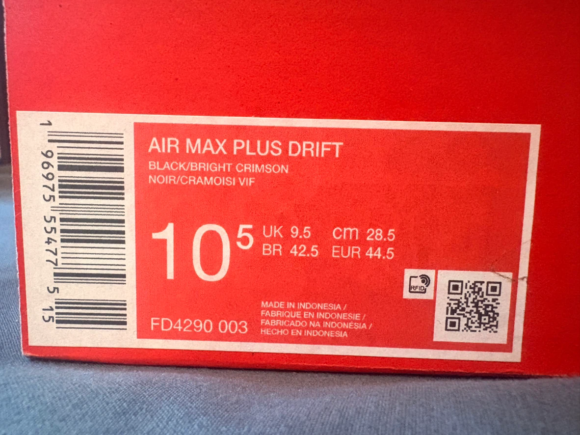 Nike Air Max Plus Drift Black Bright Crimson Size 10.5 - photo 3