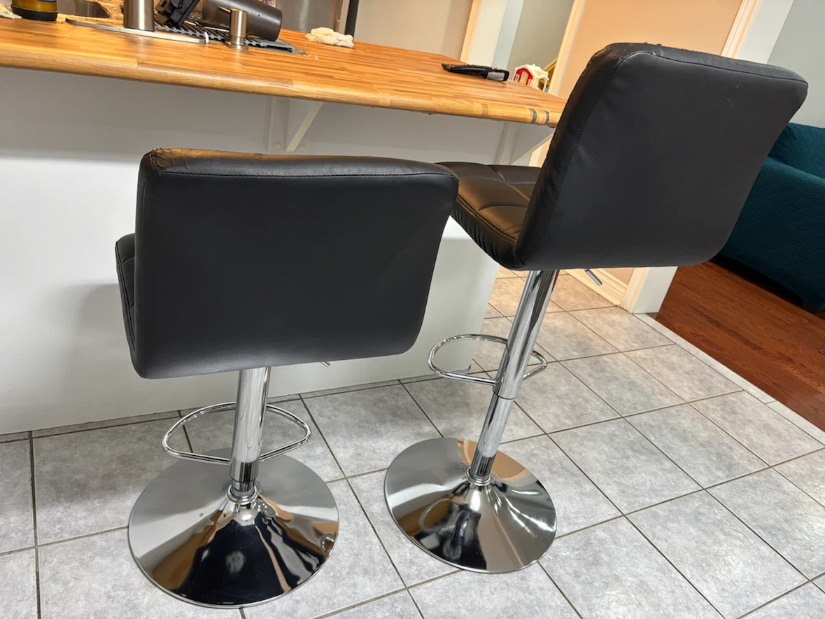 Pair of Black Adjustable Bar Stools - photo 2