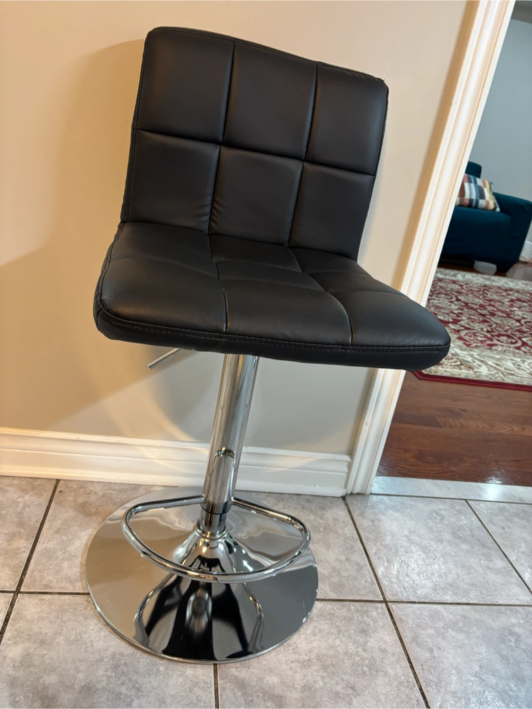 Pair of Black Adjustable Bar Stools - photo 4