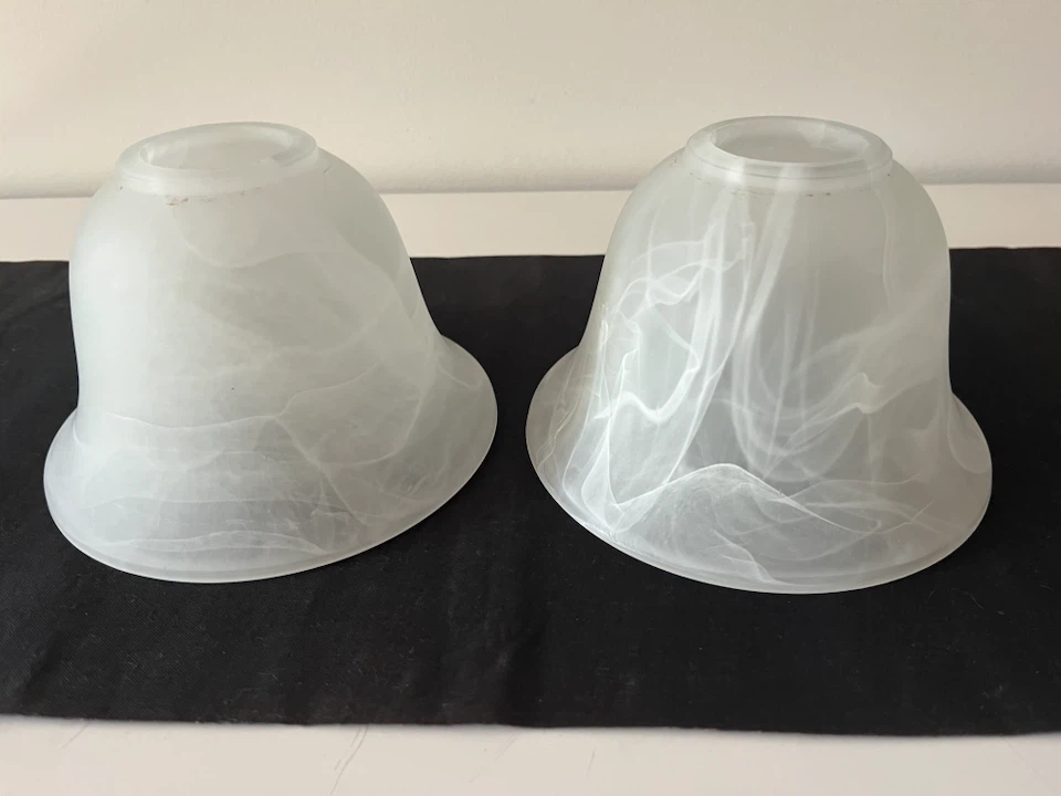 Pair of Frosted Marbled Glass Light Shades – 1¾” Fitter