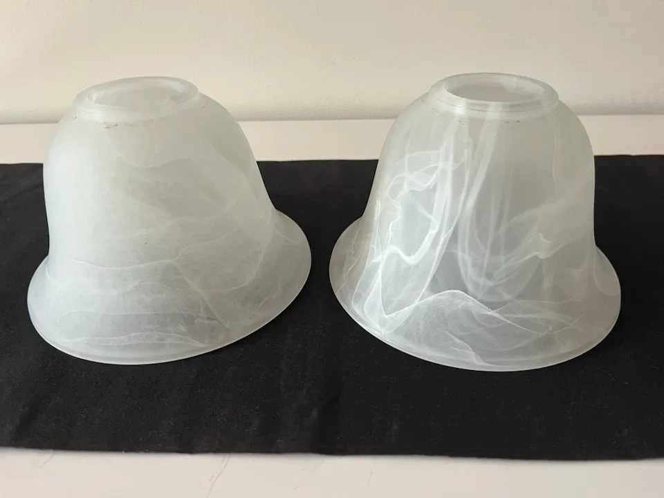 Pair of Frosted Marbled Glass Light Shades – 1¾” Fitter