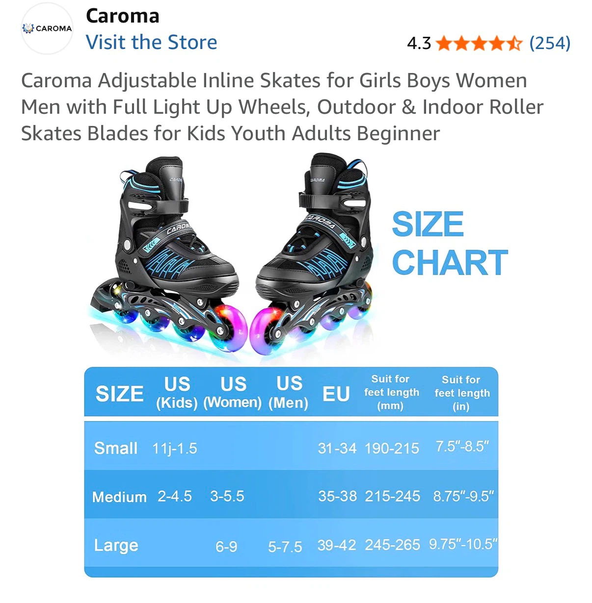 Adjustable Inline Skates with Light Up Wheels- worn once - photo 3