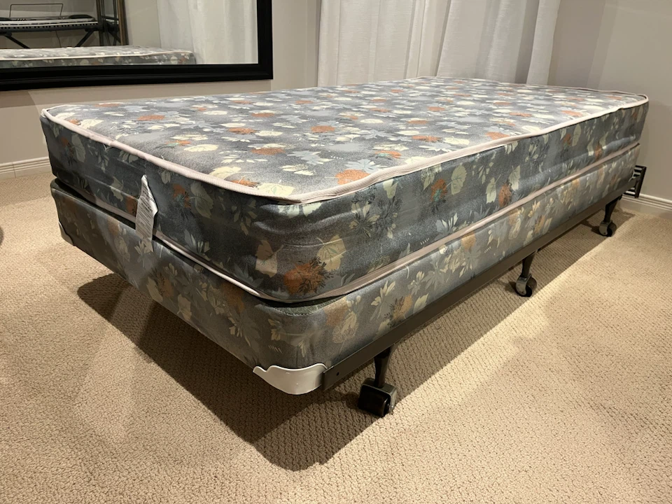 Twin Mattress, Box Spring & Metal Bed Frame