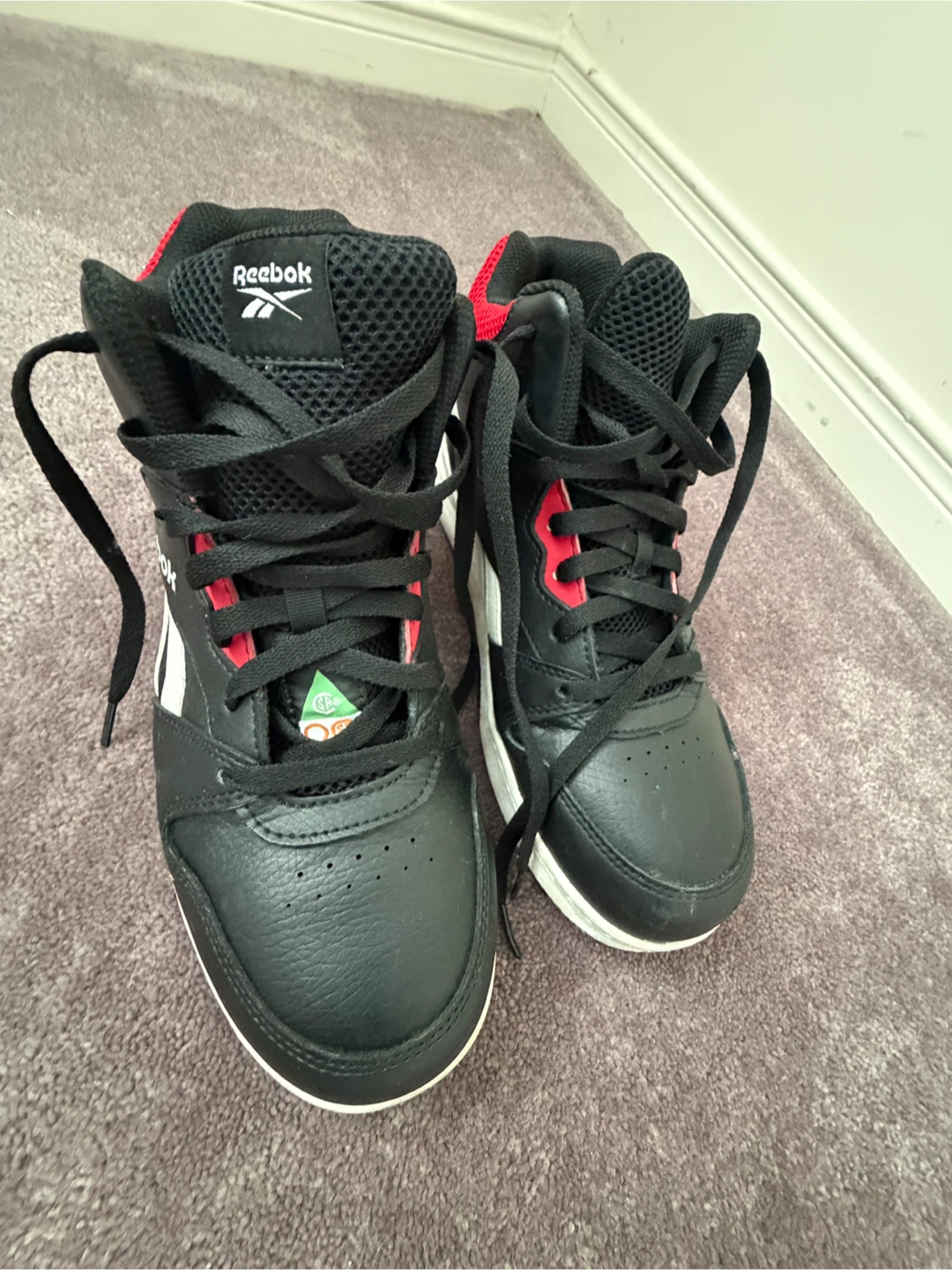 Reebok Black and Red Mid-Top Sneakers