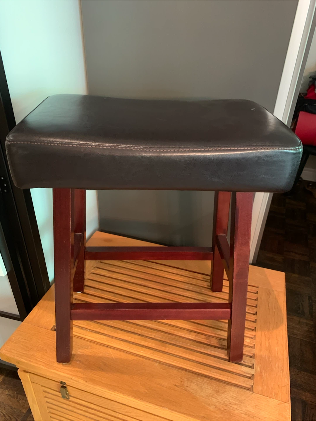 Black Faux Leather Bar Stool