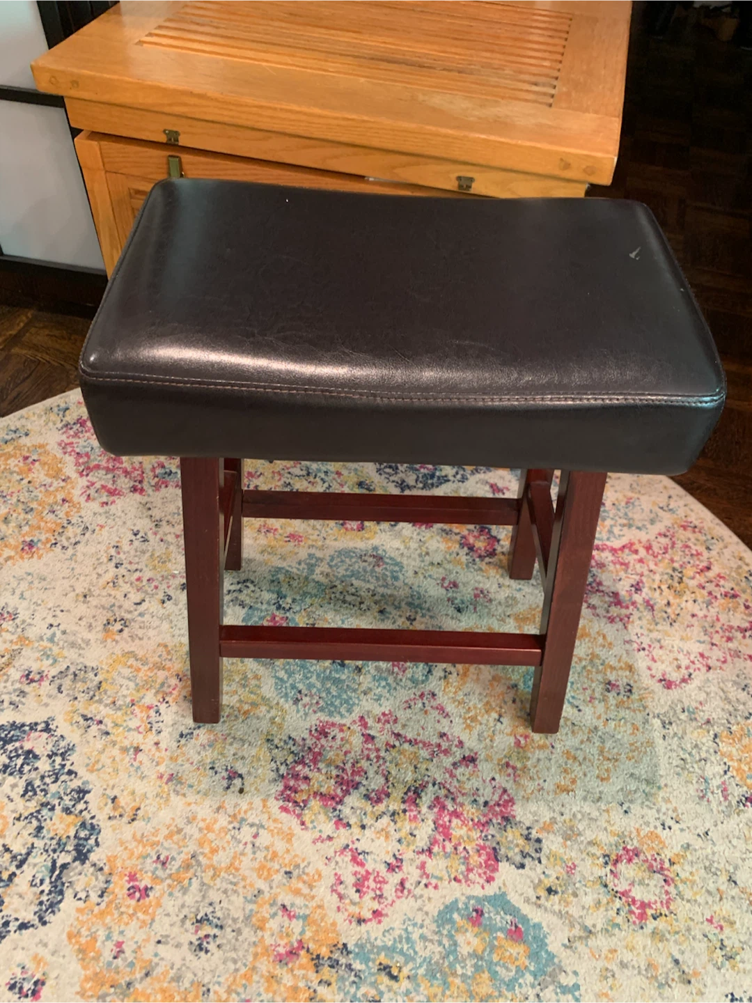 Black Faux Leather Bar Stool - photo 2